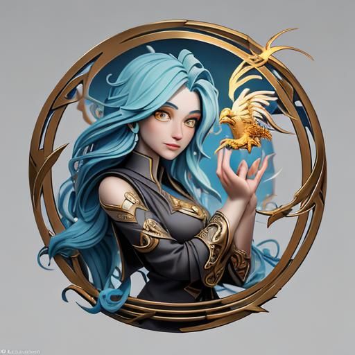 Alchemist Woman with Mythical Symbols in 3D Render