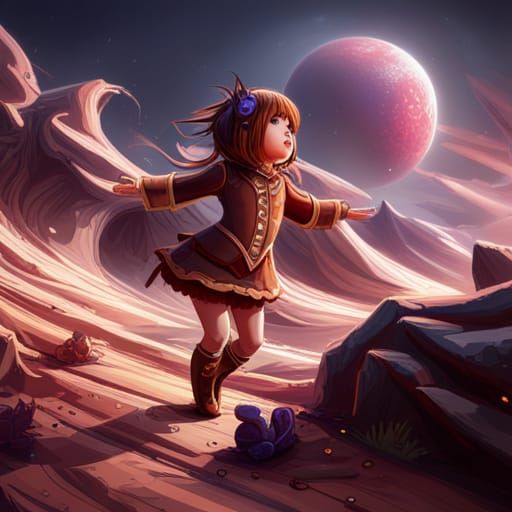 Baby Girl Crawling: Detailed Fantasy Art