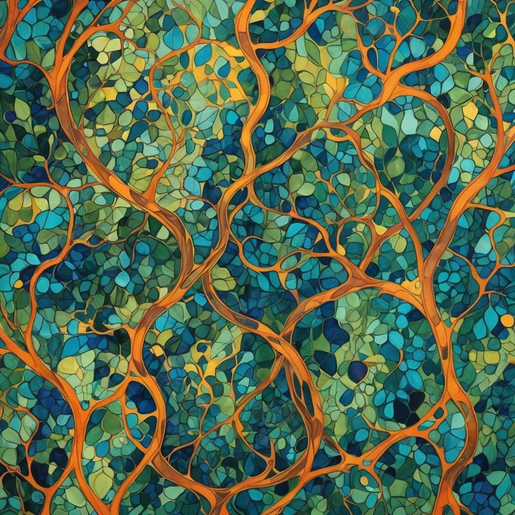 Lush Abstract Vine Symbol in Chris Ofili Style