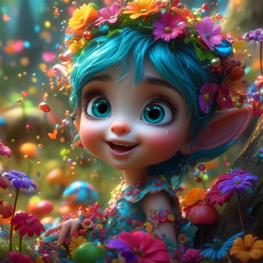 Cute Fairy in a Candy Land Forest