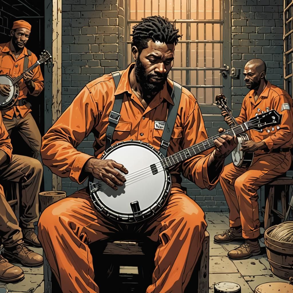 Prisoner Plays Banjo: Comic Book Style Art