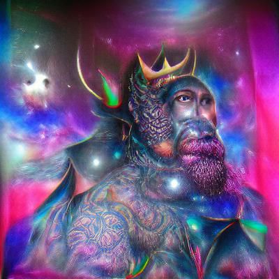 Holographic Demon King in Astral Cosmic Illustration