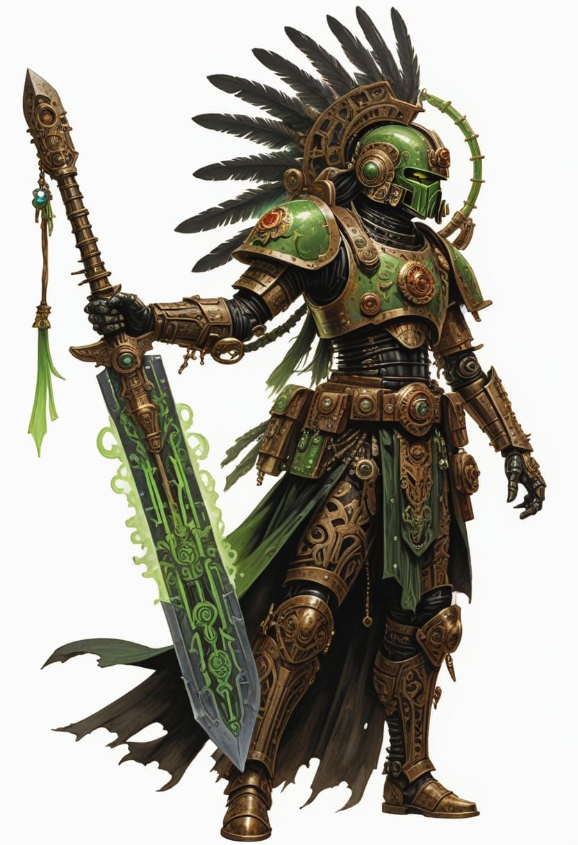 Aztec Steampunk Space Marine with Power Sword