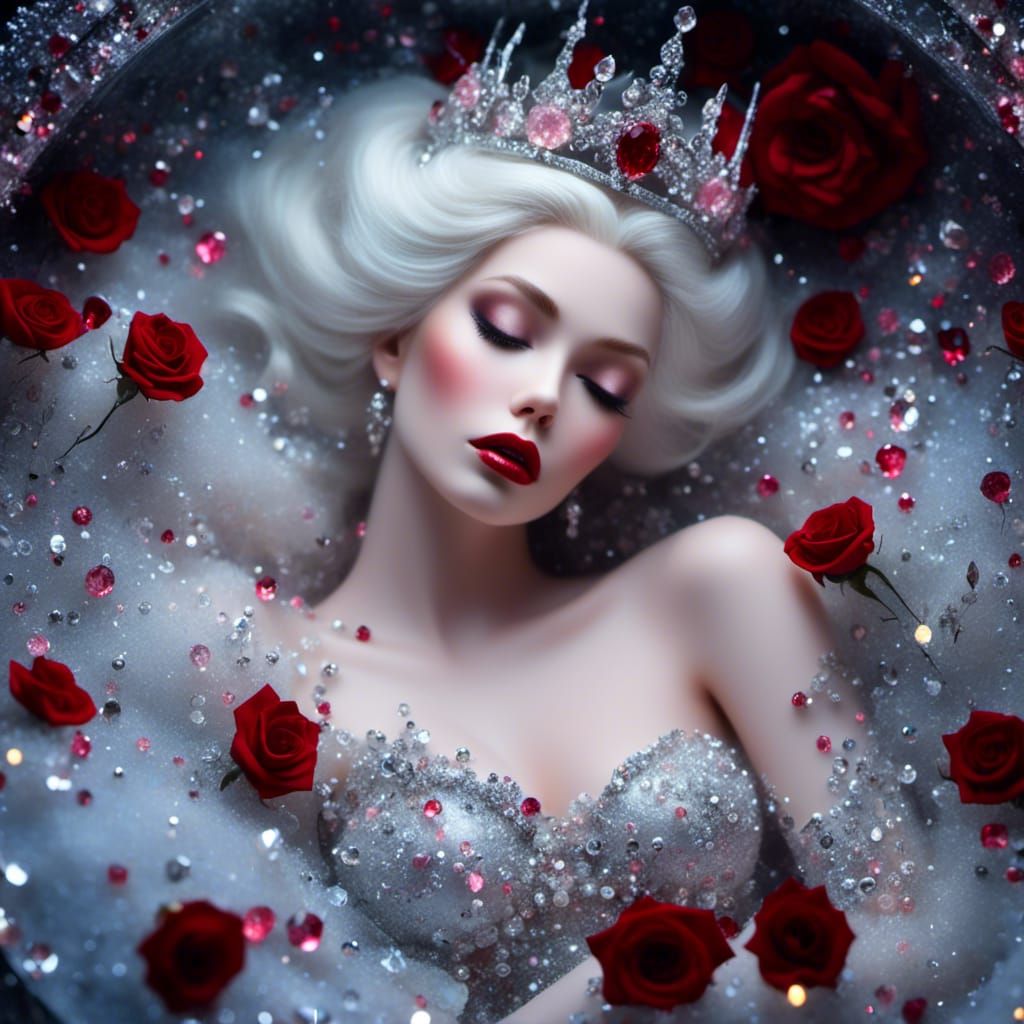 Sleeping Beauty in Sparkling Glass Coffin
