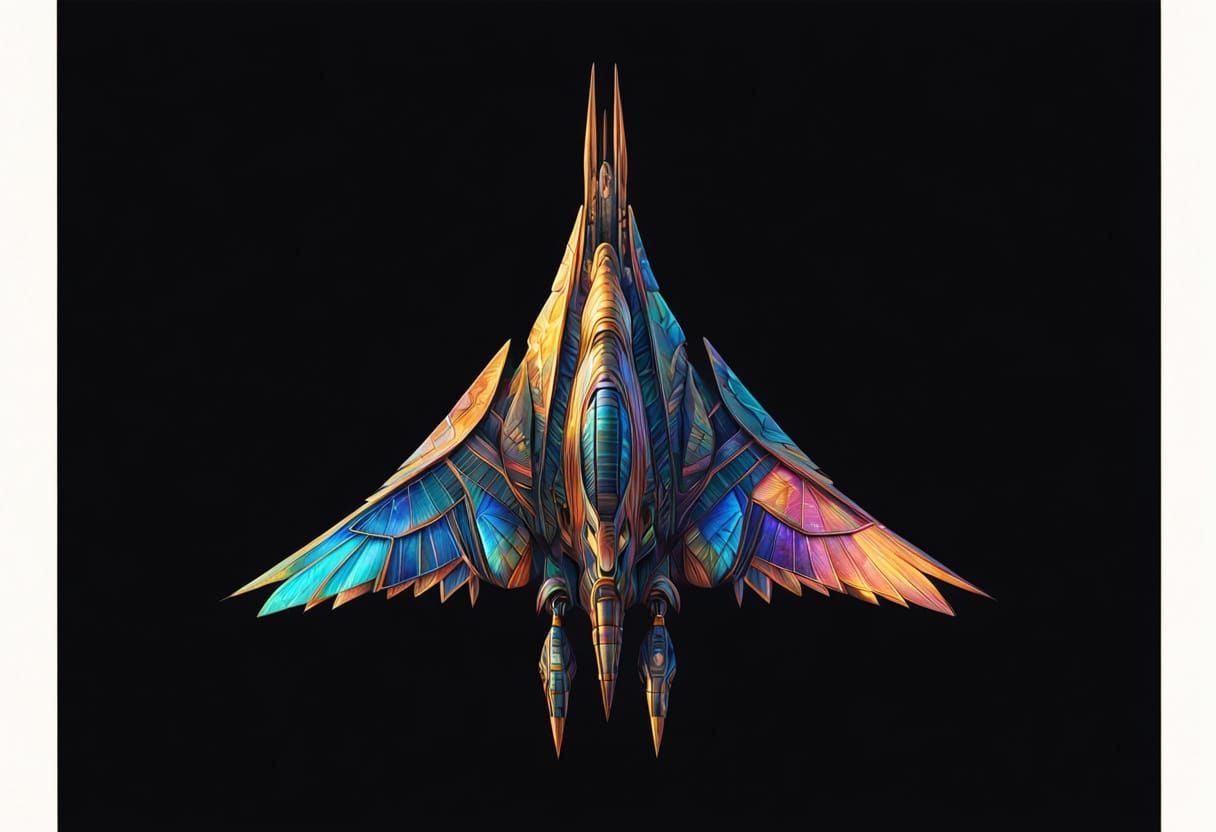 Exotic Bird Starship in Tropical Surrealism Style