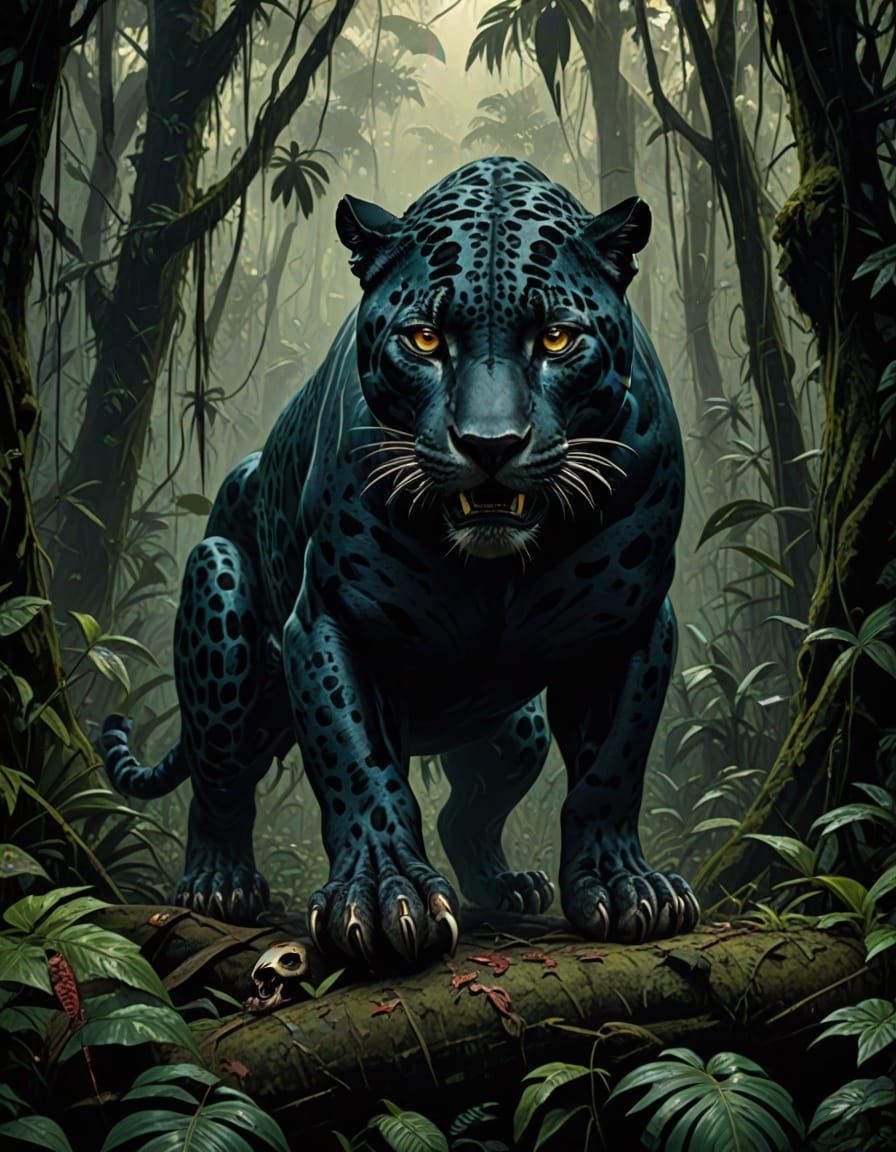 Gothic Jaguar Reigns Over Mesoamerican Ruins