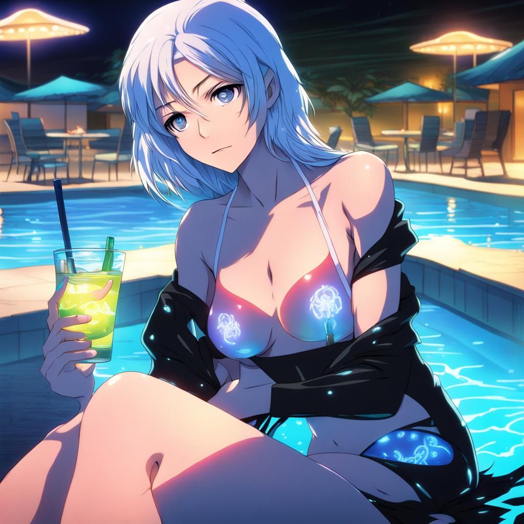 Bioluminescent Winter Princess in Anime Style