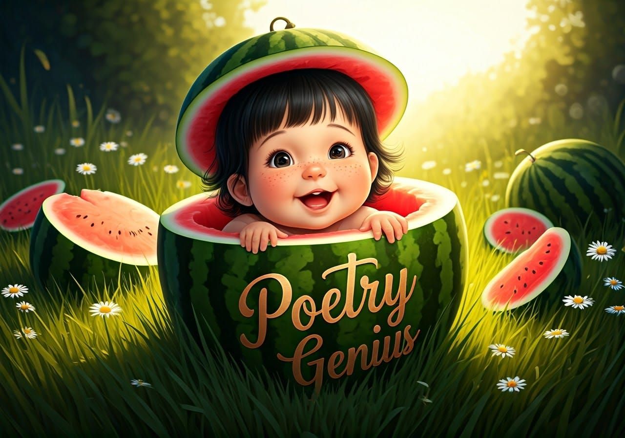 Baby Emerges from Watermelon in Hyper-Realistic Style