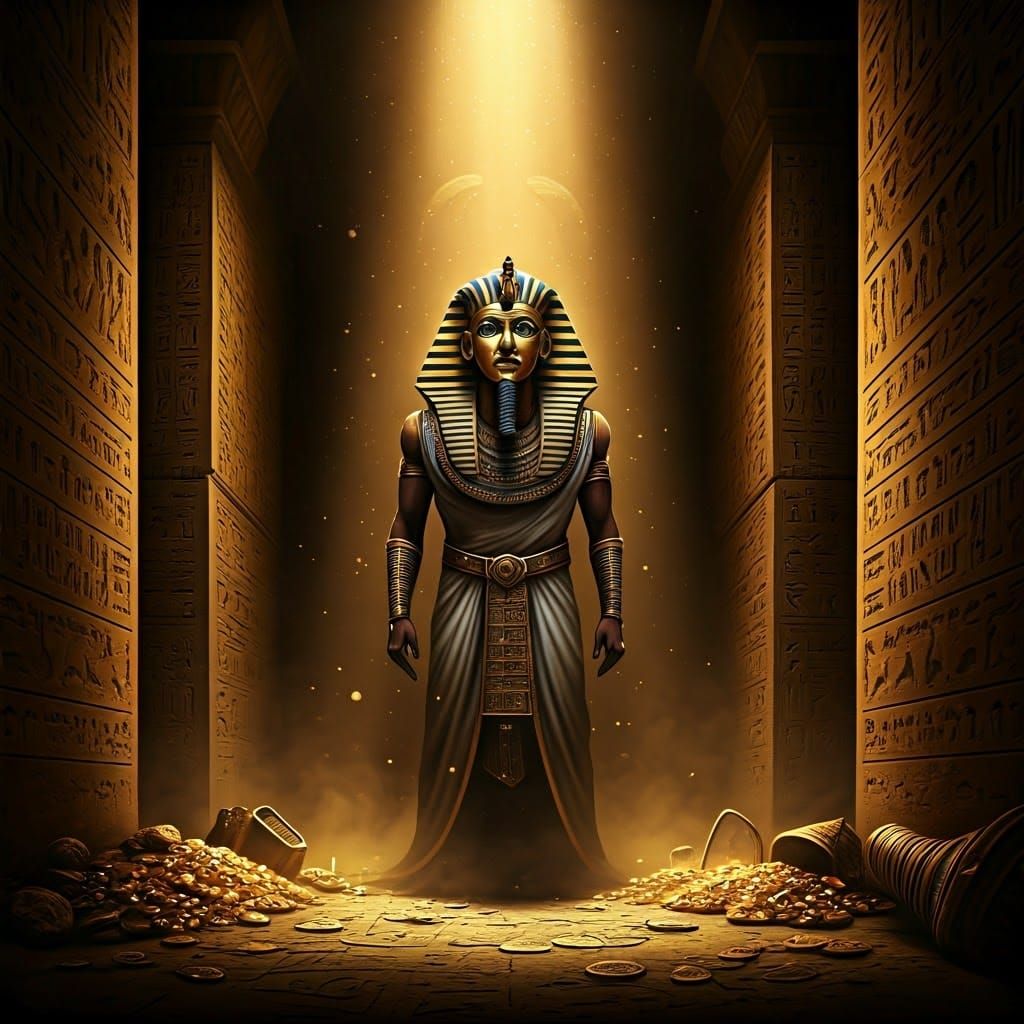 Egyptian Tomb Guardian in Golden Light