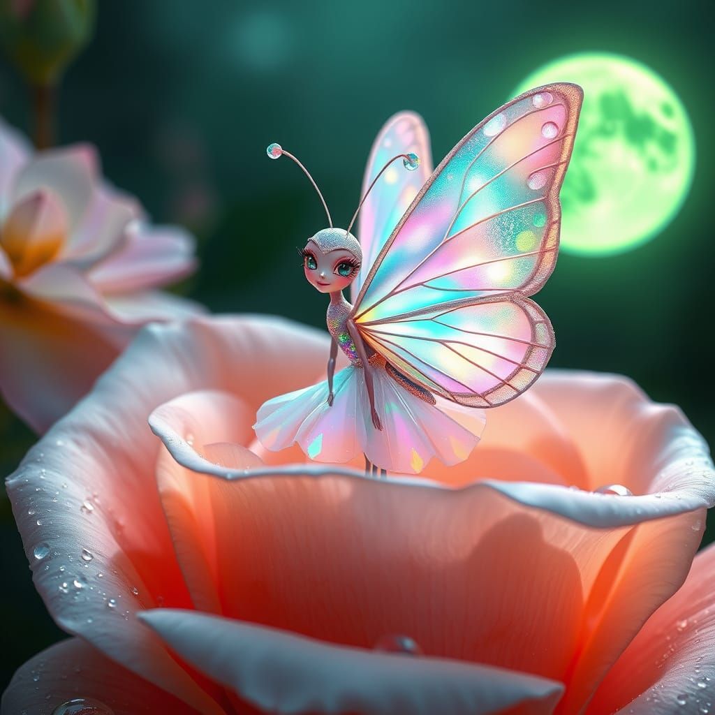 Whimsical Butterfly Rose in Ethereal Light
