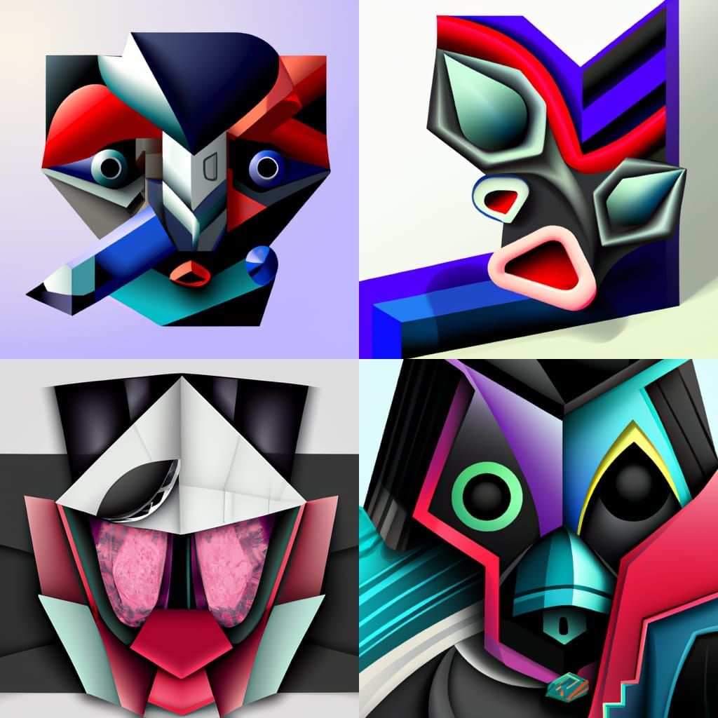 Xenomorph Alien Head in Cubist Art Deco Style