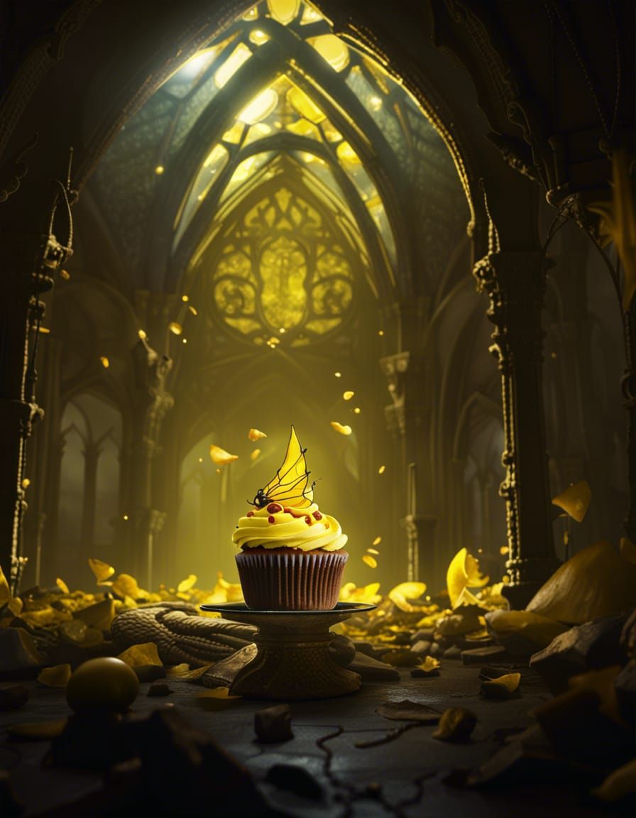Fairy Cupcake in Gothic Vault: Dark Fantasy Art