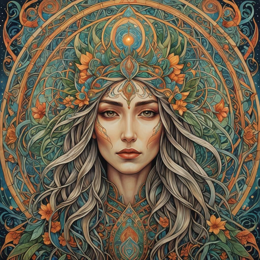 Psychedelic Portrait in Visionary Art Style