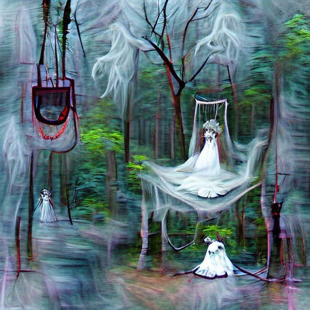 Ethereal Ghost Bride in Creepy Forest