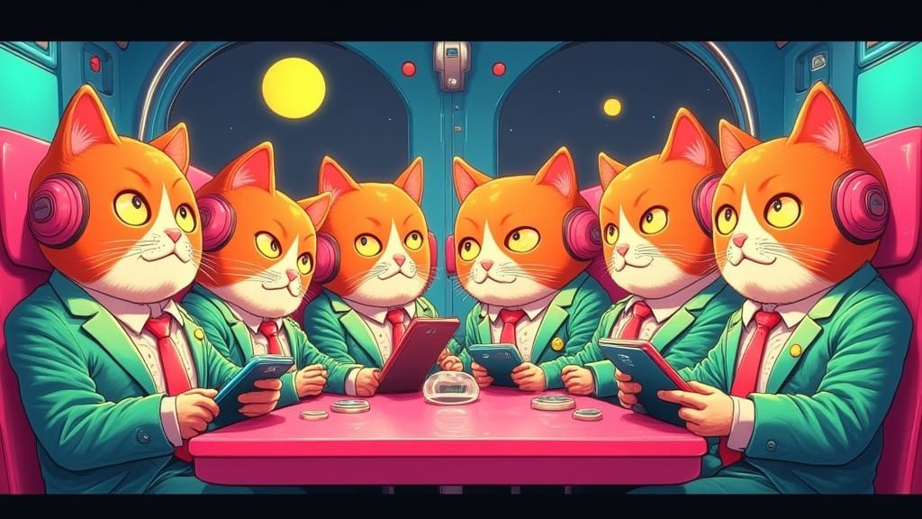 Anthropomorphic Cats in Futuristic Vehicle