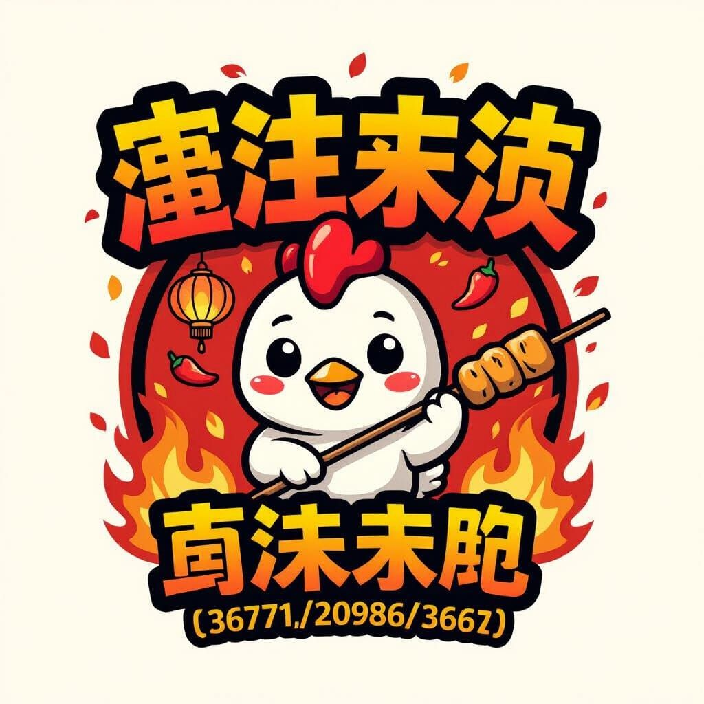 Fiery Chinese Street Food Logo: "ล่าชูโหม่ว"