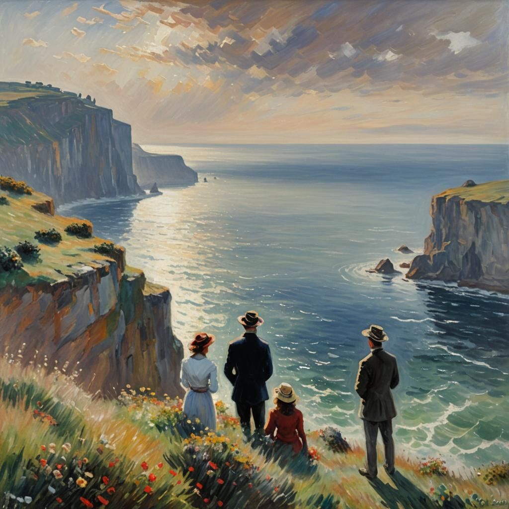 Romantic Ocean View Oil Painting in Impressionist Style