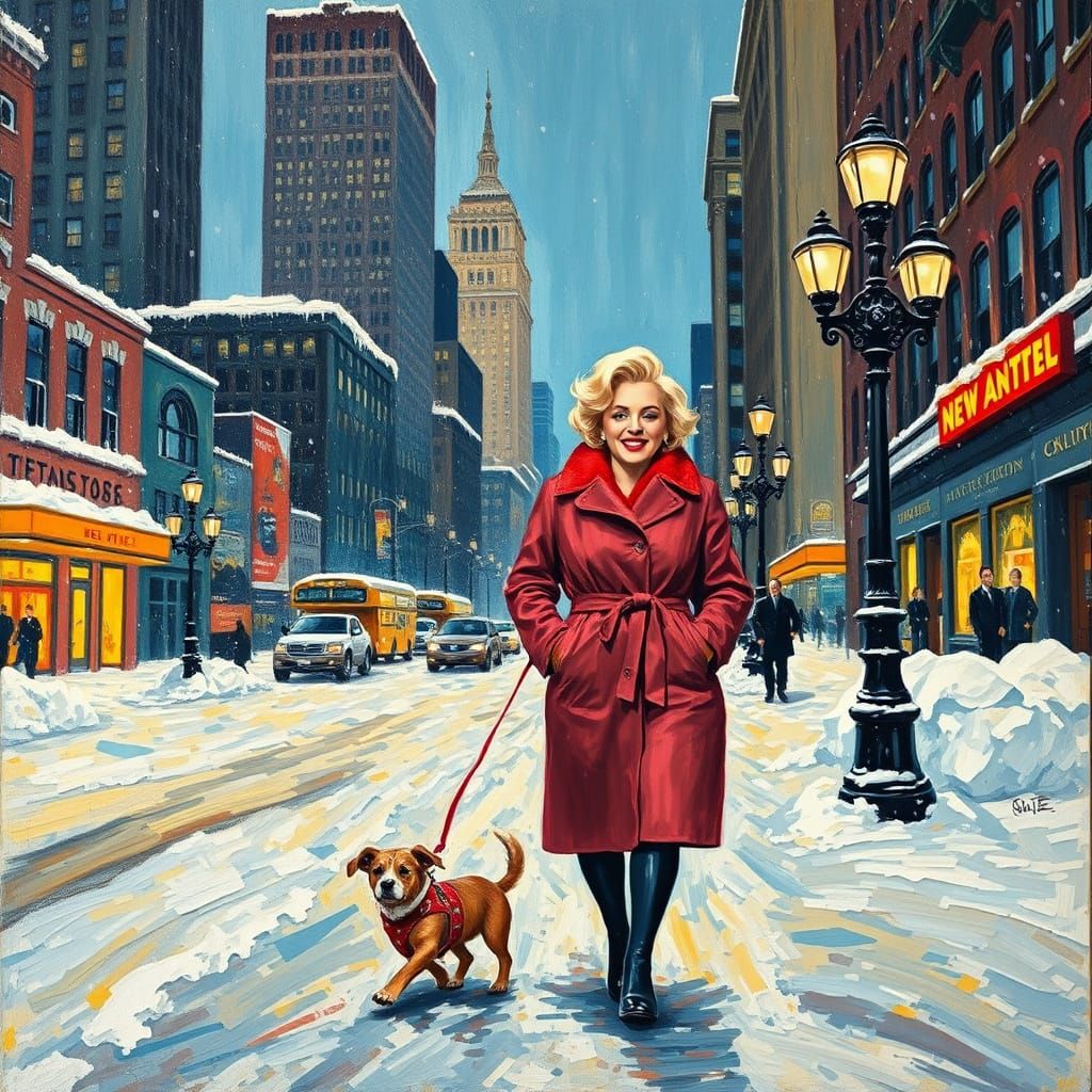 Vintage Hollywood Starlet Strolls Through 1950s New York Cit...