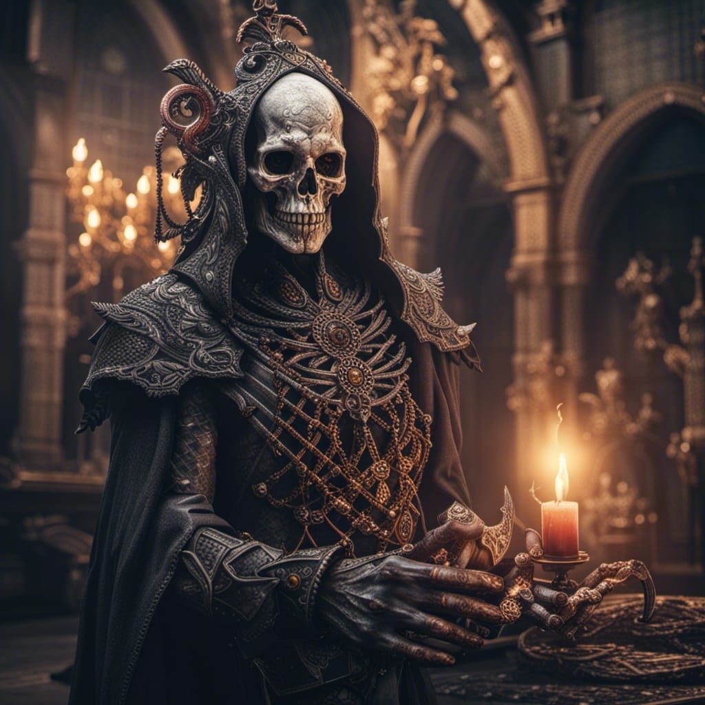 Necromancer Battles Good in Hyperrealistic Detail