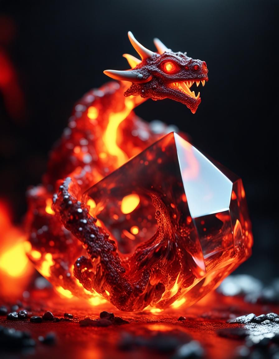 Magma Diamond Dragon Portrait in Hyperrealistic Style