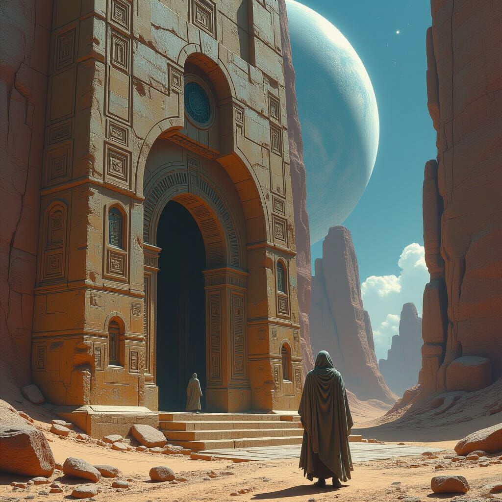 Ancient Force Structure Entrance in Sci-Fi Art Style