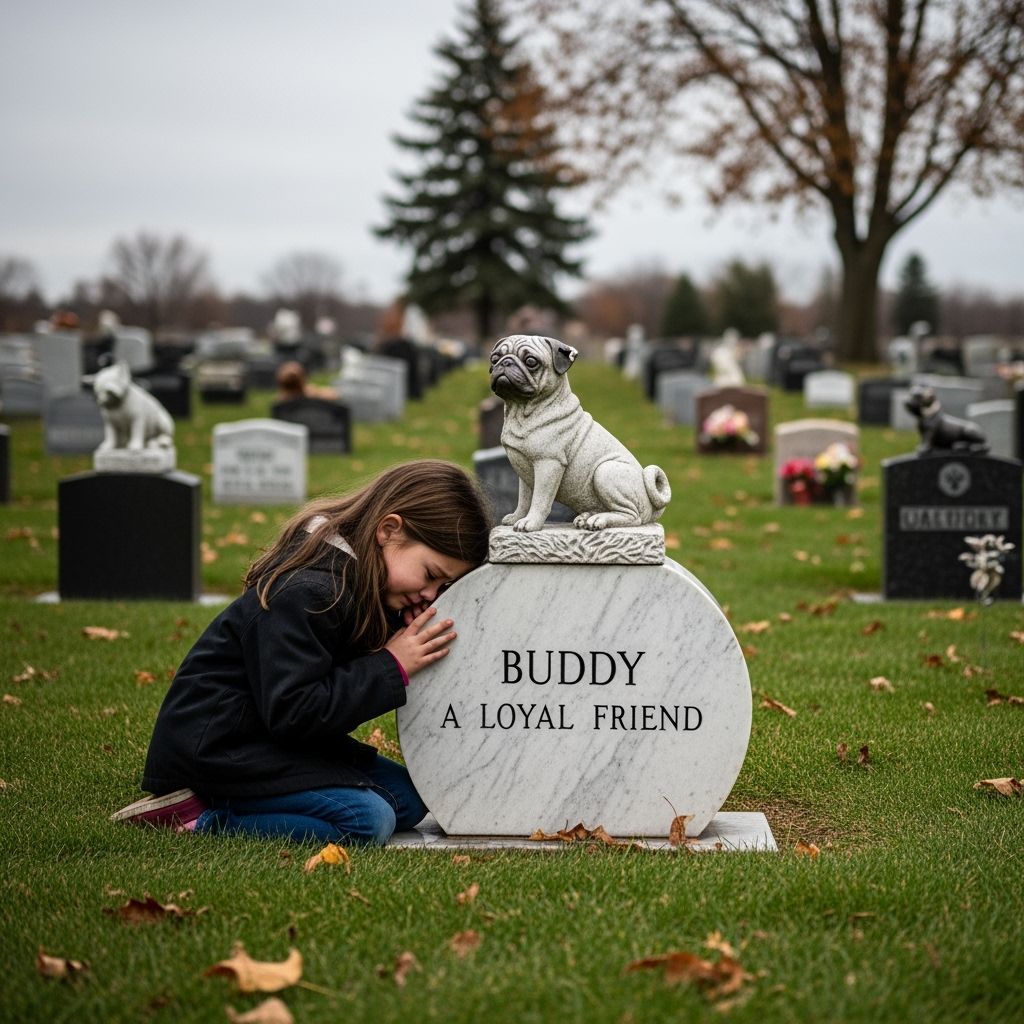 Girl Mourns Beloved Pug at Pet Cemetery