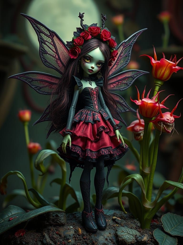 Gothic Vampire Fashion Doll in Dark Fantasy Style