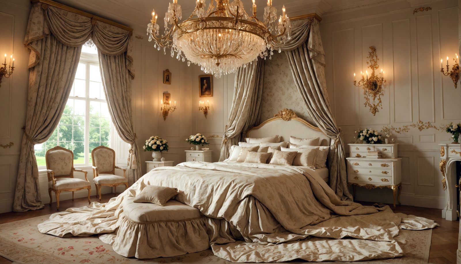 Stunning Regency Era Bridgerton style bedroom,