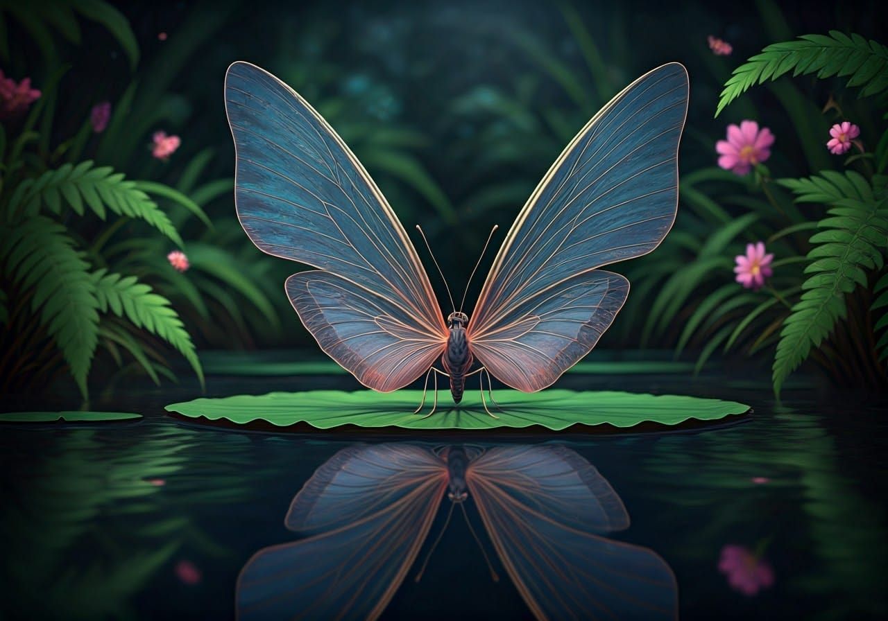 Iridescent Butterfly in Ethereal Glow