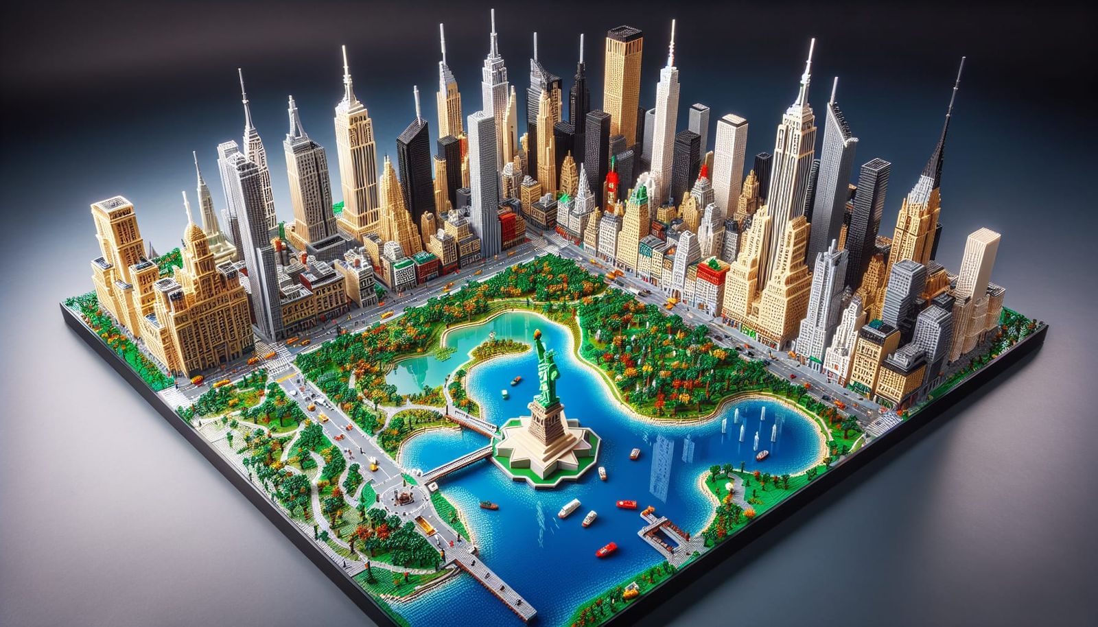Detailed Lego Model of New York City Skyline