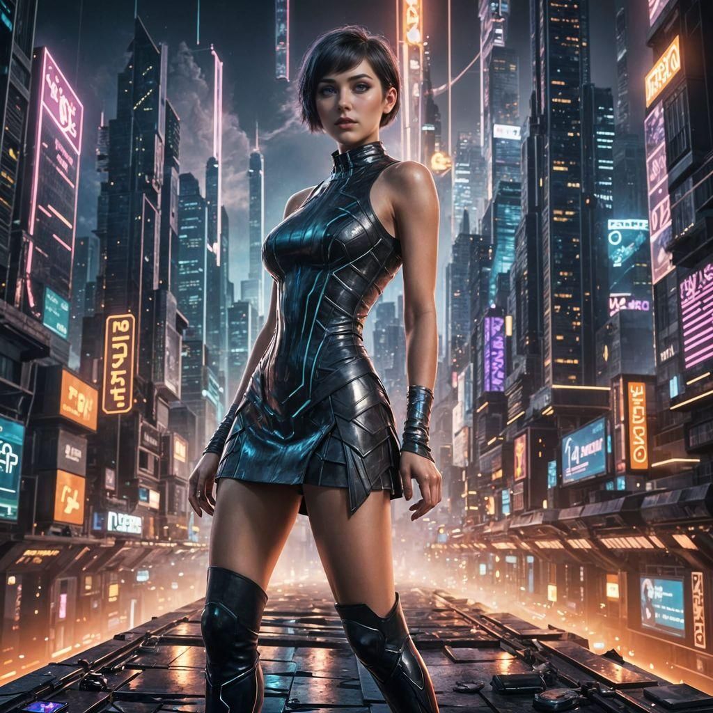 Girl in Megapolis: Detailed Matte Painting