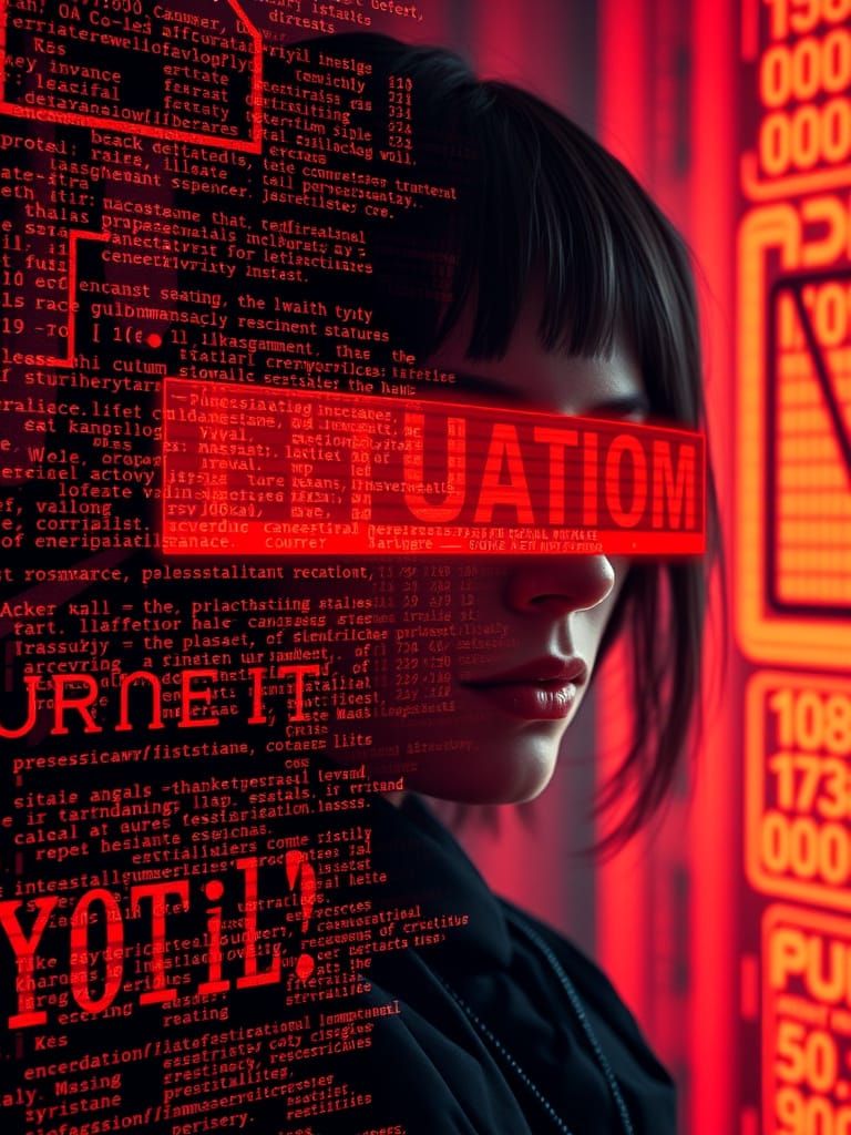 Surreal Portrait of a Hacker's Dystopian Nightmare