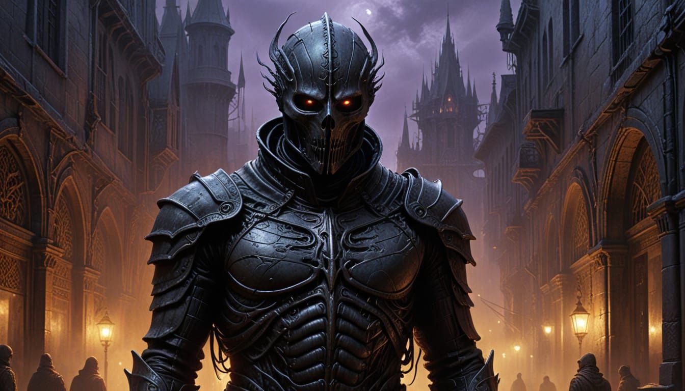 Gothic Dark Knight in Hyper-Realistic Charcoal