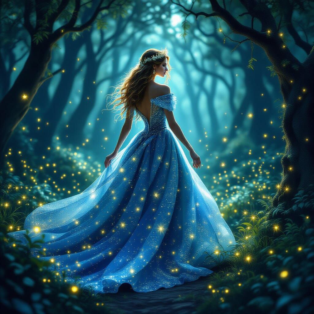 Enchanted Forest Queen with Fireflies