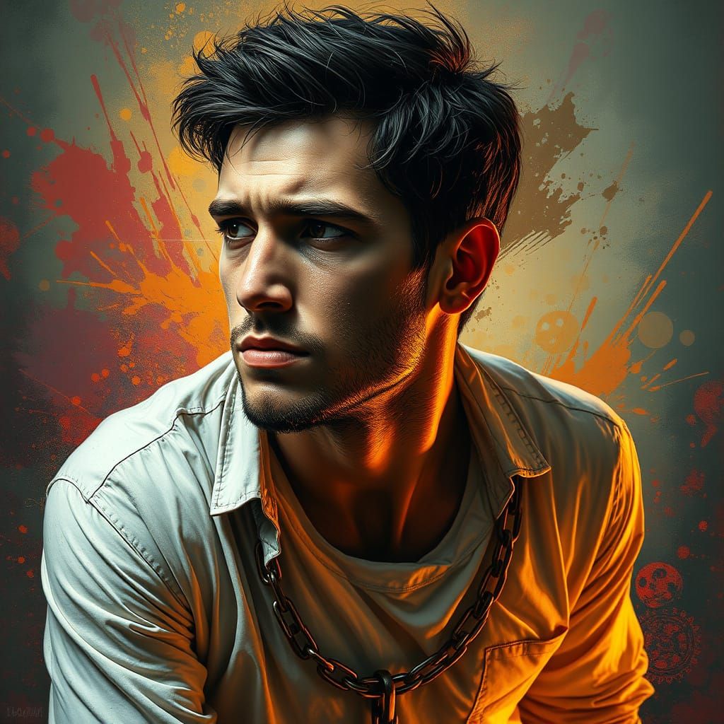 Introspective Person Breaking Free: Hyperrealistic Concept A...