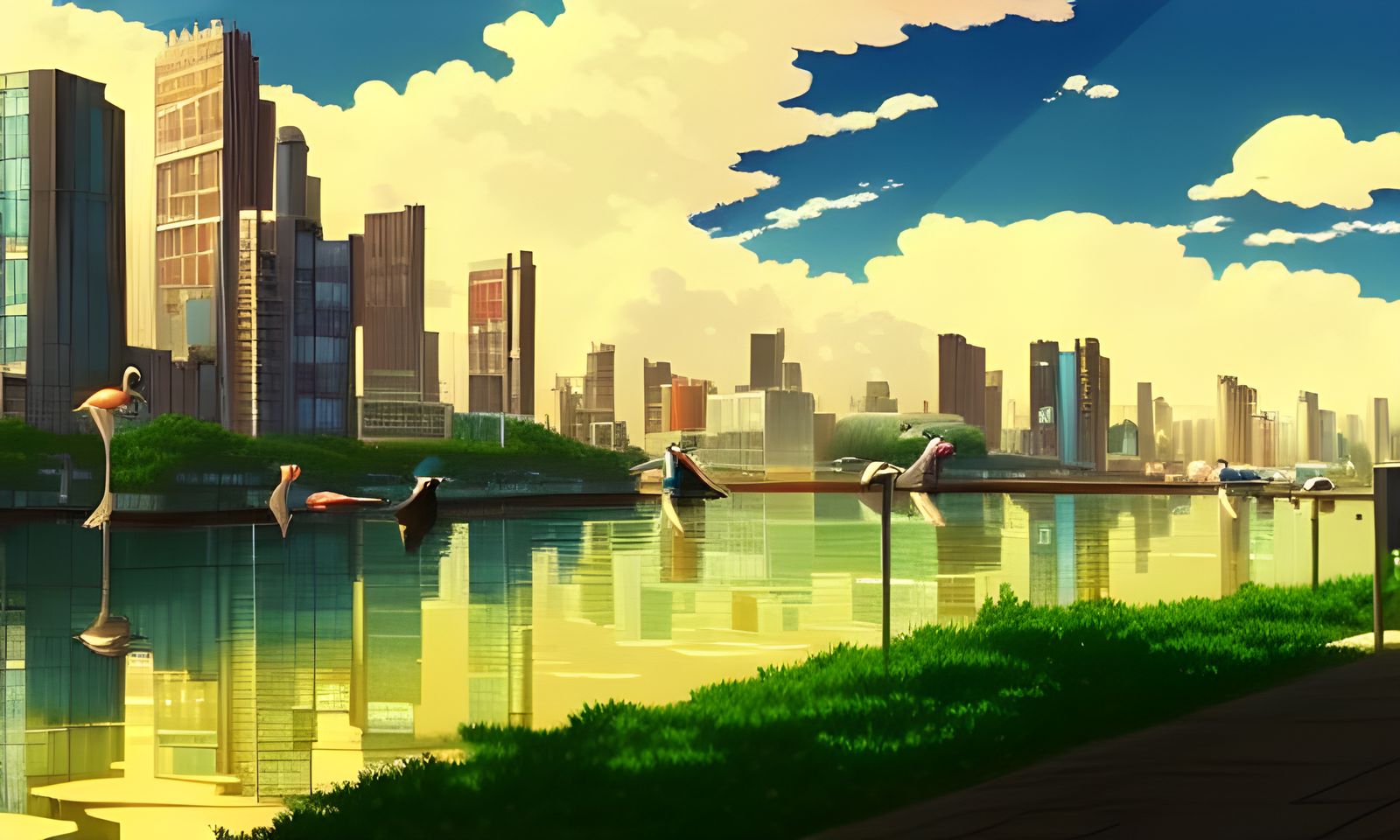 Anime Seaport Scene in Studio Ghibli Style