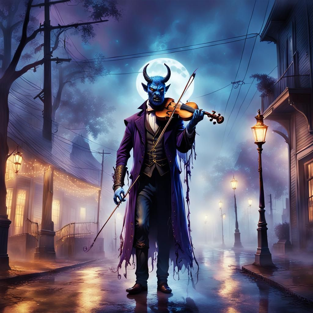 Devil's Golden Fiddle in Misty Georgia Street