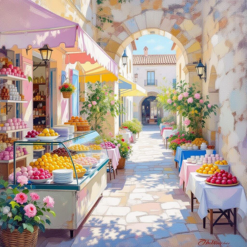Pastry Shop in Impressionist Rococo Style