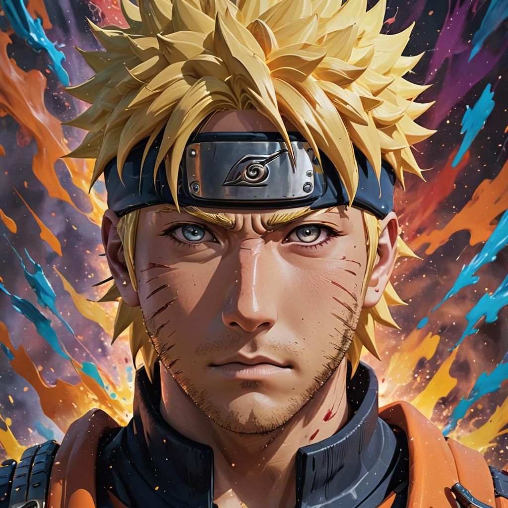 Hyperrealistic Naruto Portrait in Splash Art Style