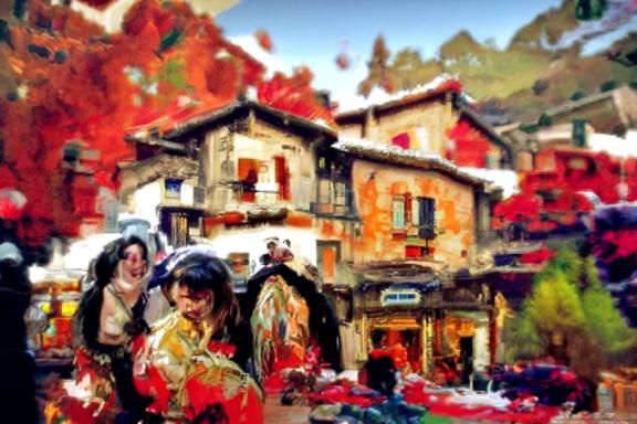 Pyrenees Mountain Town in Radiant Style