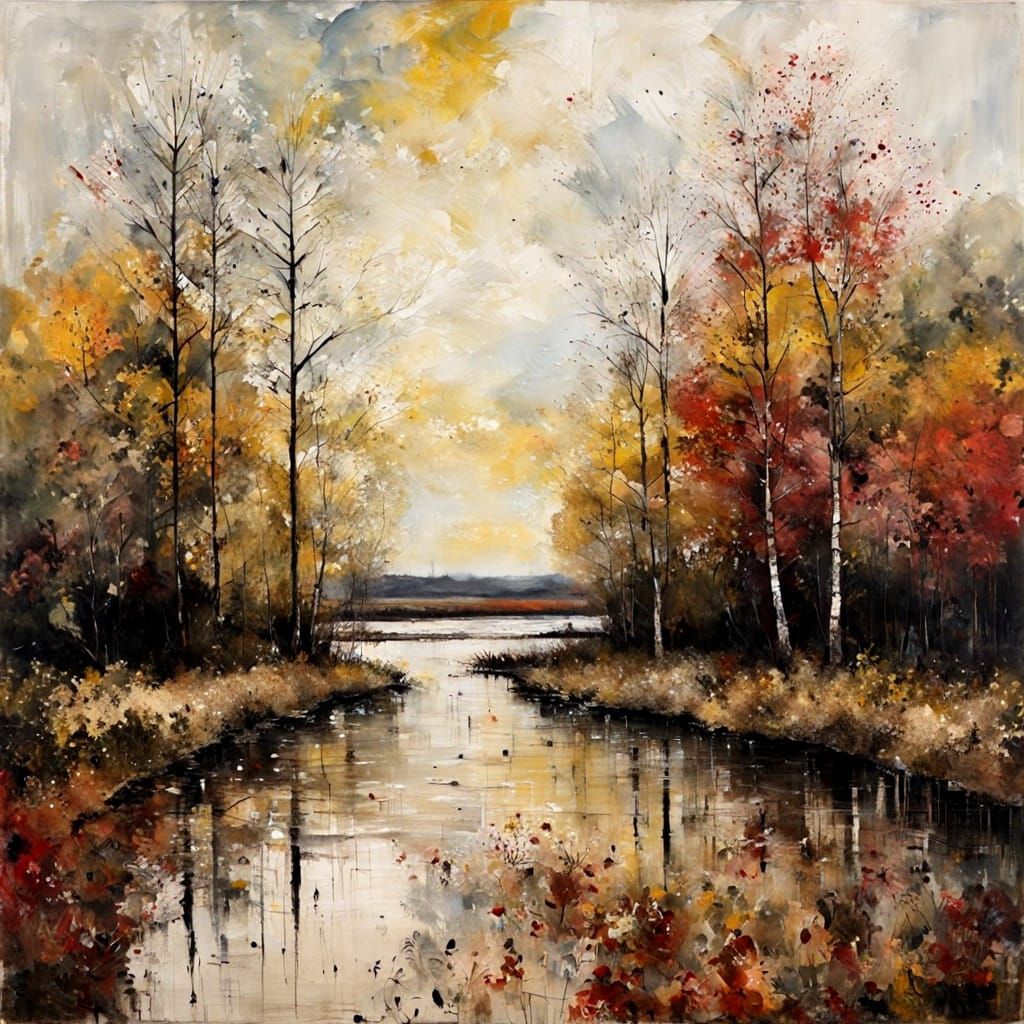 Expressionist Painting of Echoes and Silences in Autumn Hues