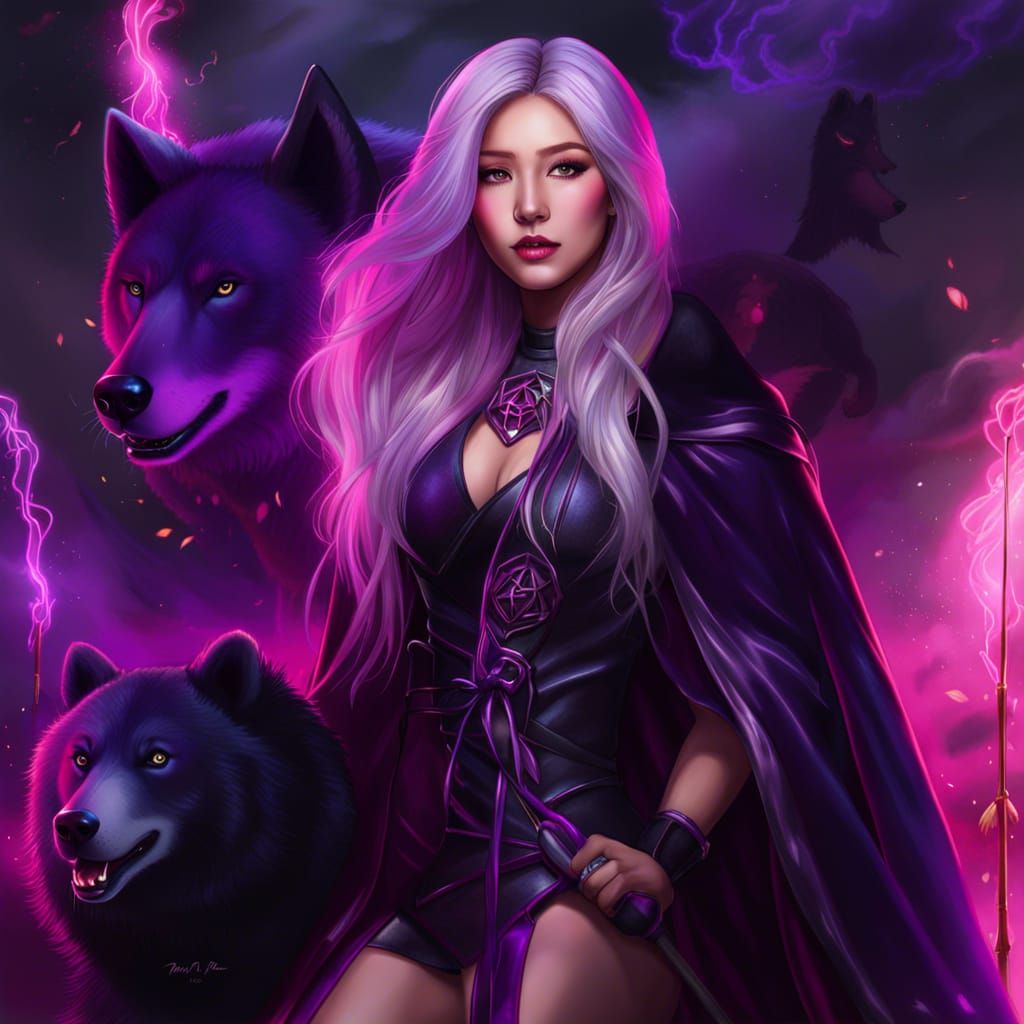 Fantasy Asian Woman Summoner in a Dark Forest