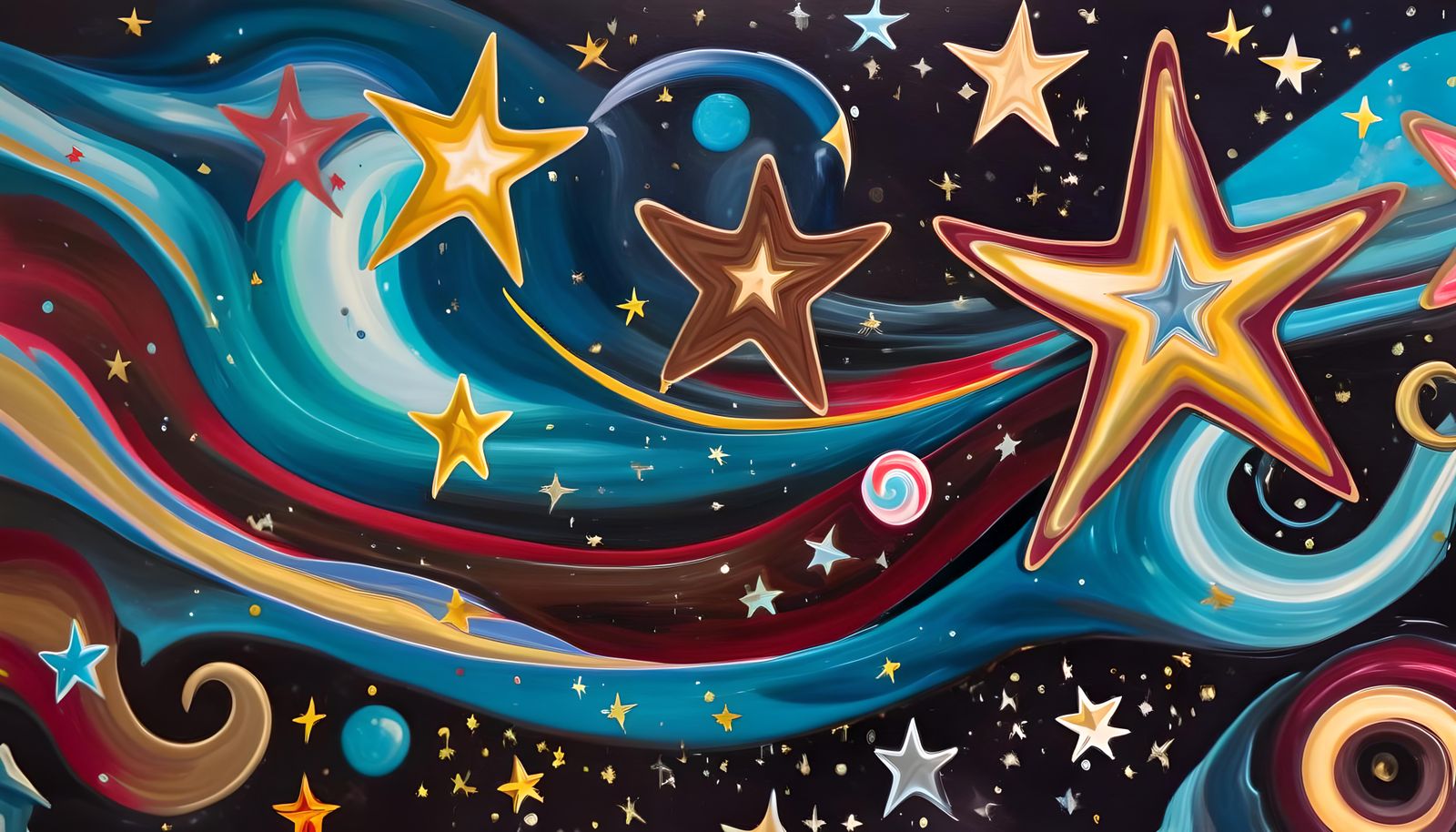 Vivid Impasto Painting of Newborn Stars in Candyland Colors