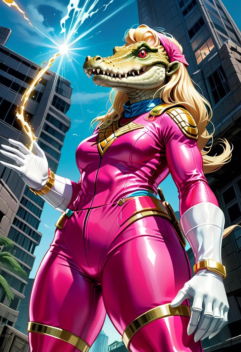 Giant Crocodile Ranger in Sandy Desert City