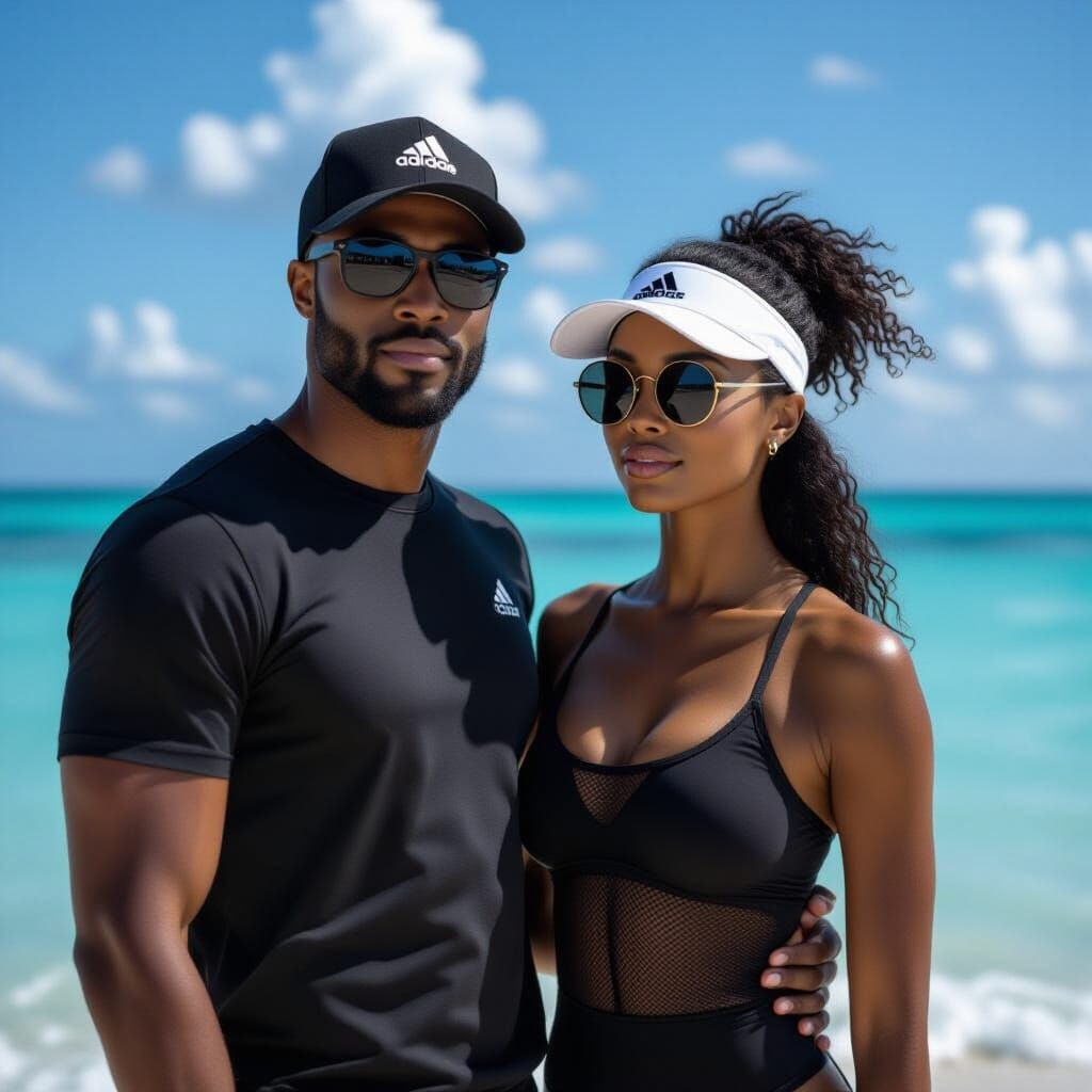 African American Couple's Candid Beach Selfie