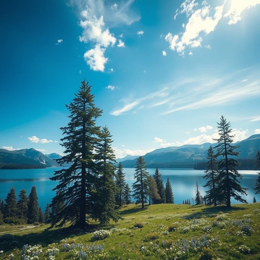 Un paisaje natural de belleza épica y ultra realismo. Montañas majestuosas cubiertas de nieve al fondo