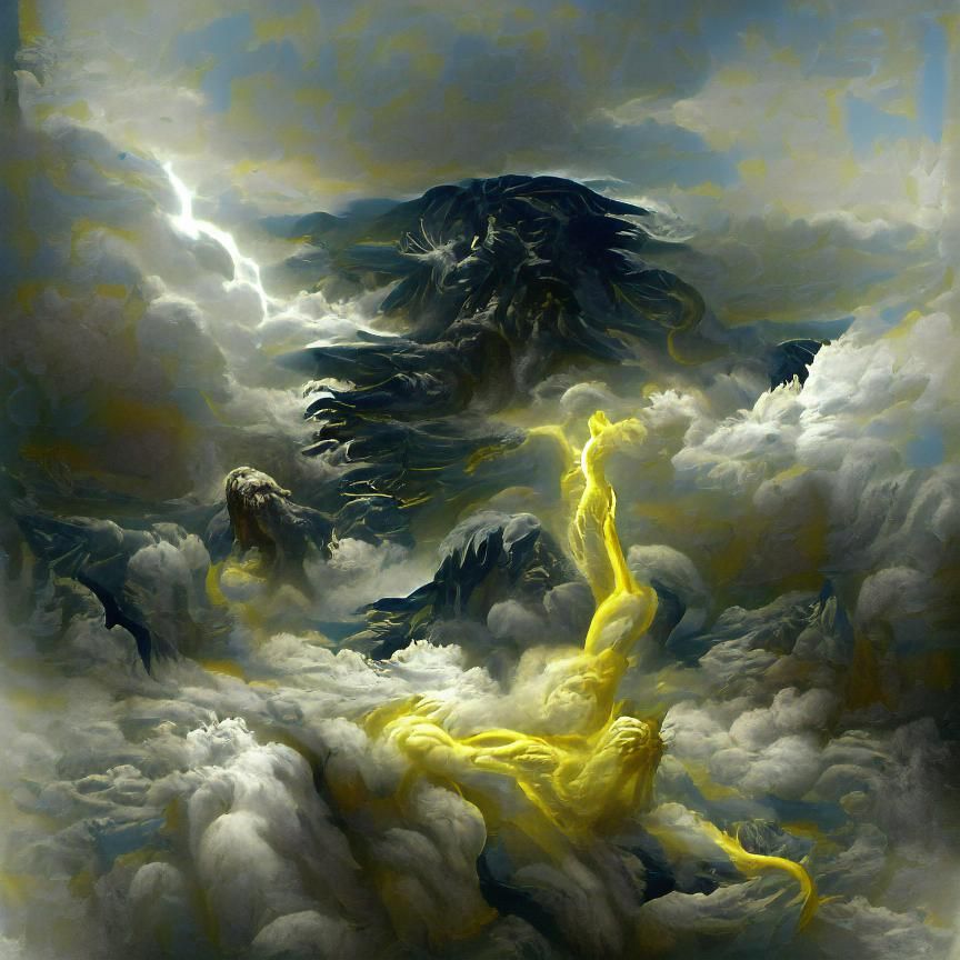 Zeus God of Thunder in Dark Fantasy Style