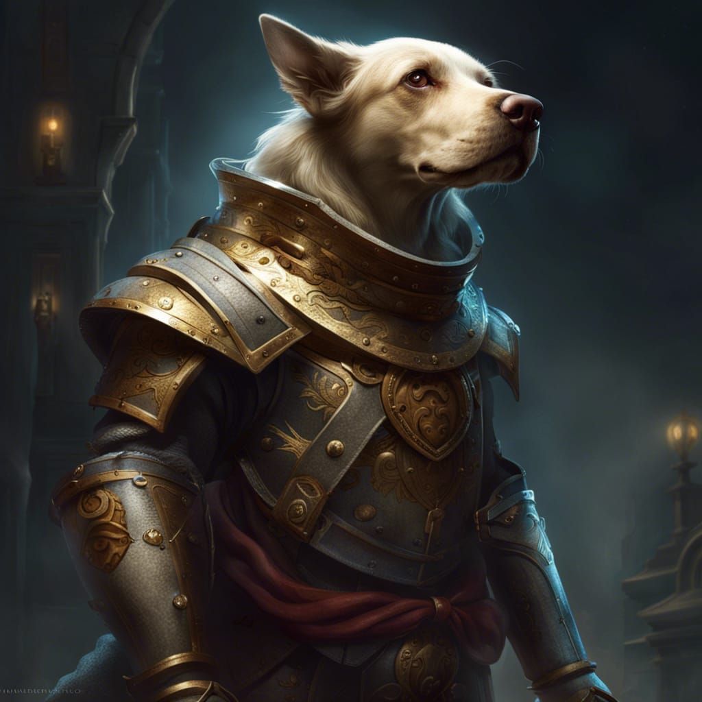 Medieval Fantasy Dog City Guard, Illustration