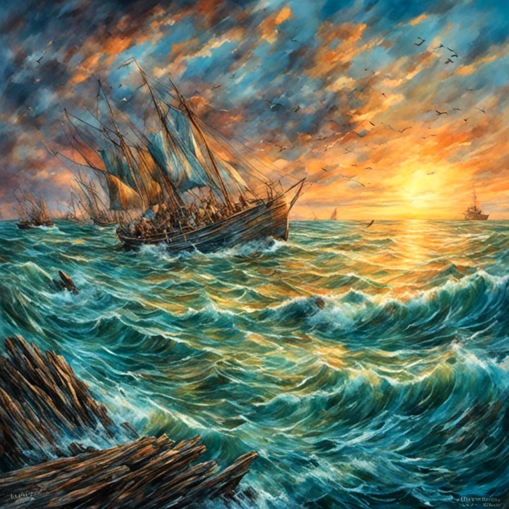 Spectacular Sunset Reflection in Detailed Matte Painting