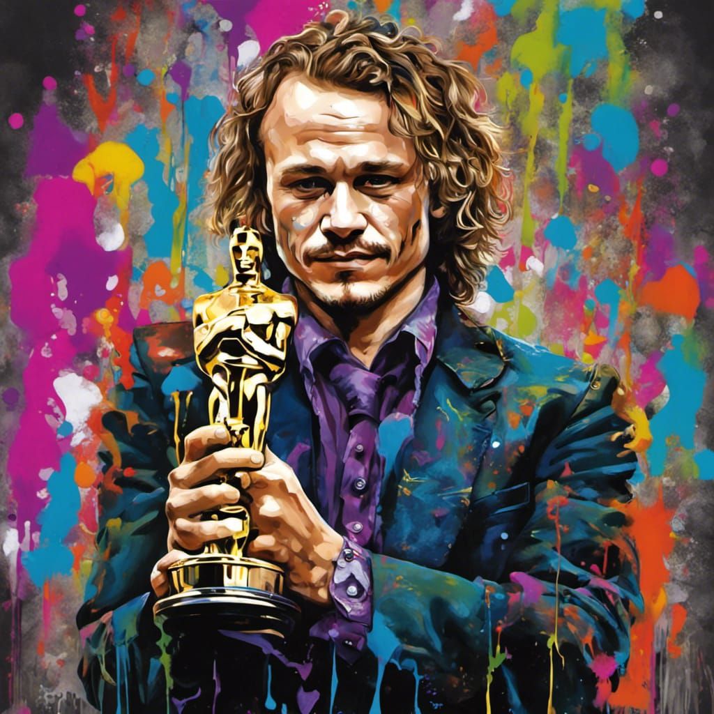 Heath Ledger Oscar as Graffiti Street Art